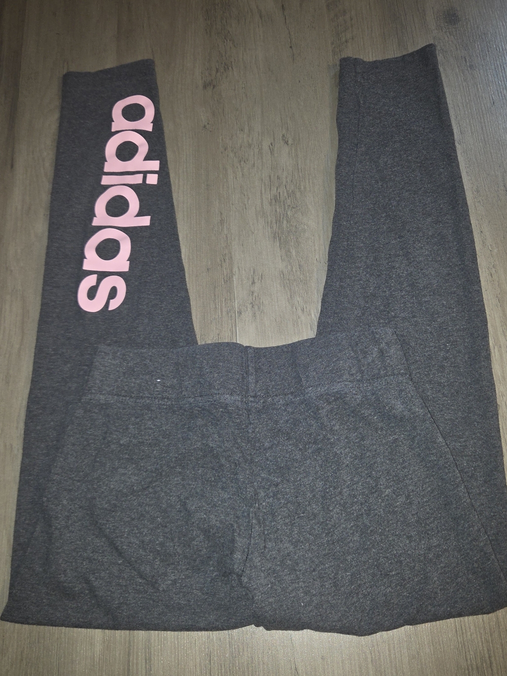 Adidas Gray Leggings with Pink Vertical Logo - Picture 2 of 3